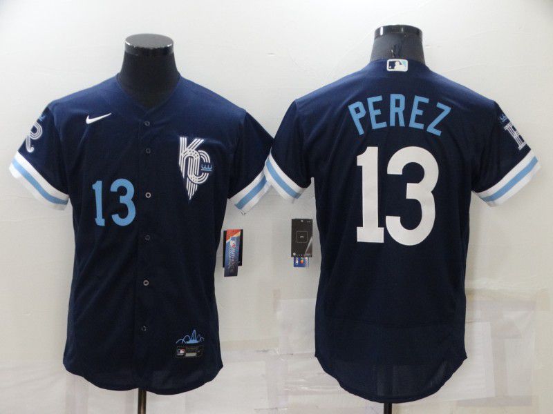 Men Kansas City Royals #13 Perez Blue City Edition Elite Nike 2022 MLB Jersey->kansas city royals->MLB Jersey